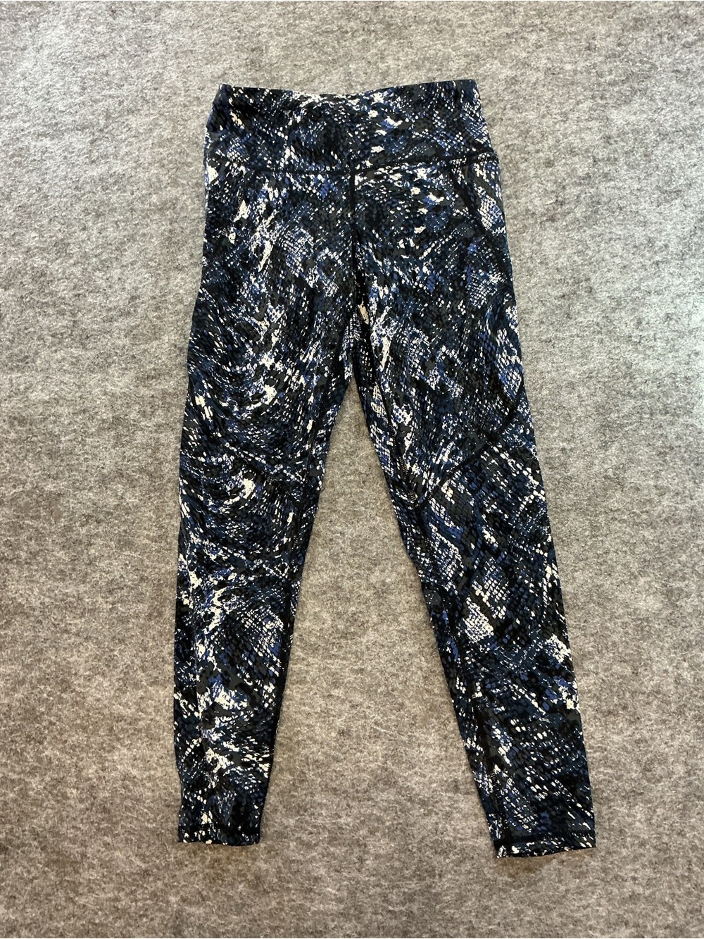 Sweaty Betty The Power Dark Blue Snake Print Leggings With Pockets D4